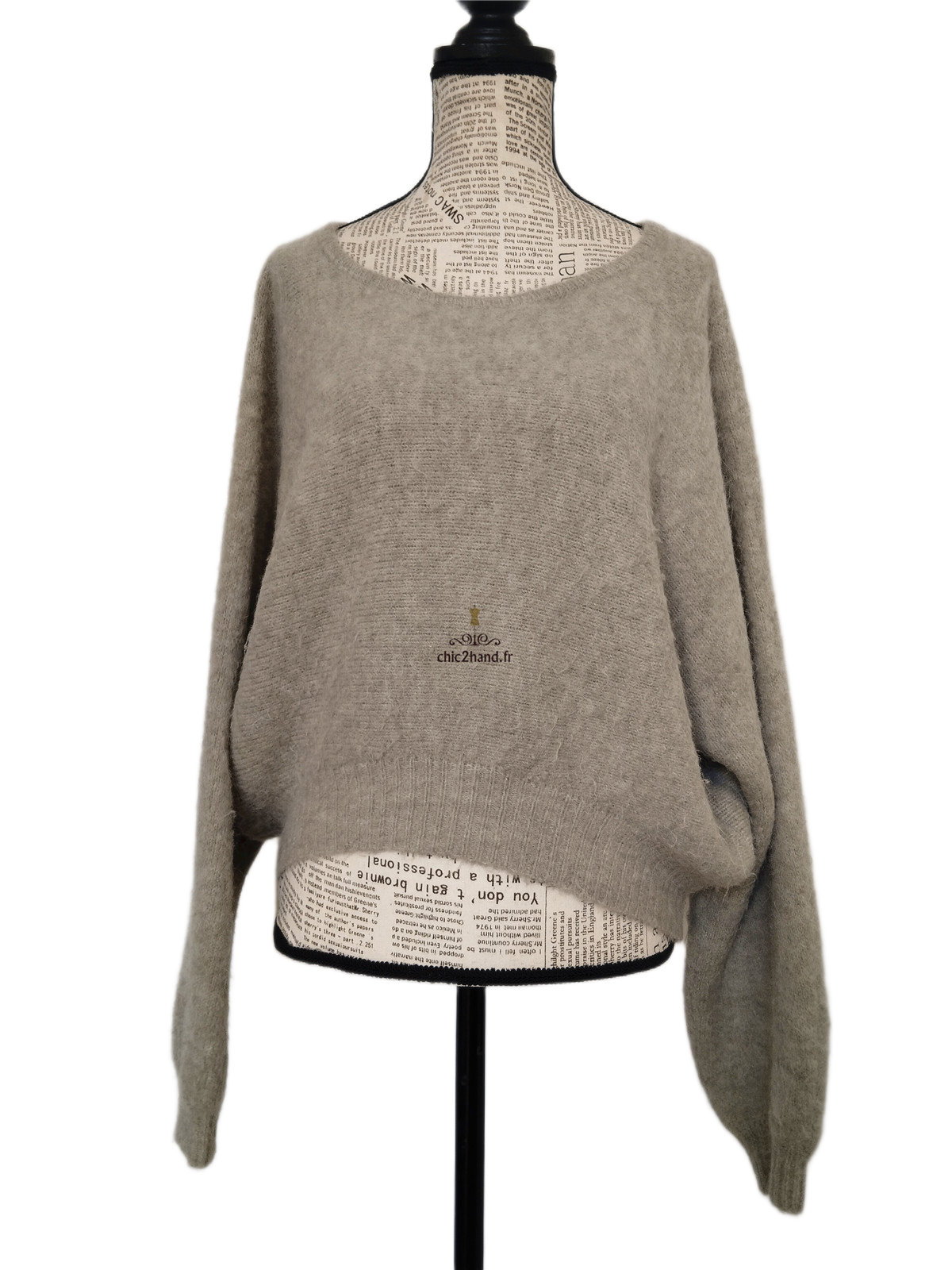 Pull oversize laine American Vintage east18E kaki gris TBE XS S east – Image 5