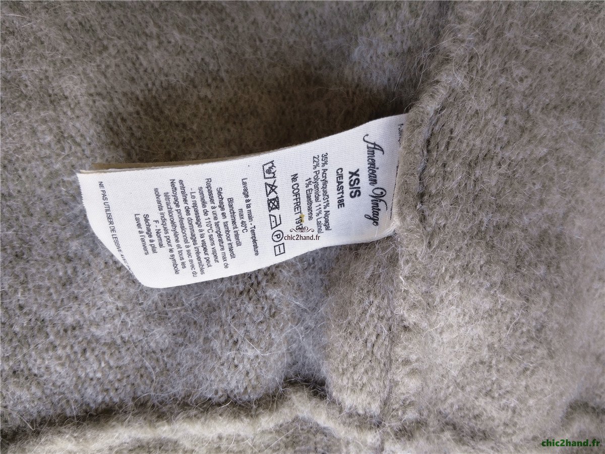 Pull oversize laine American Vintage east18E kaki gris TBE XS S east – Image 4