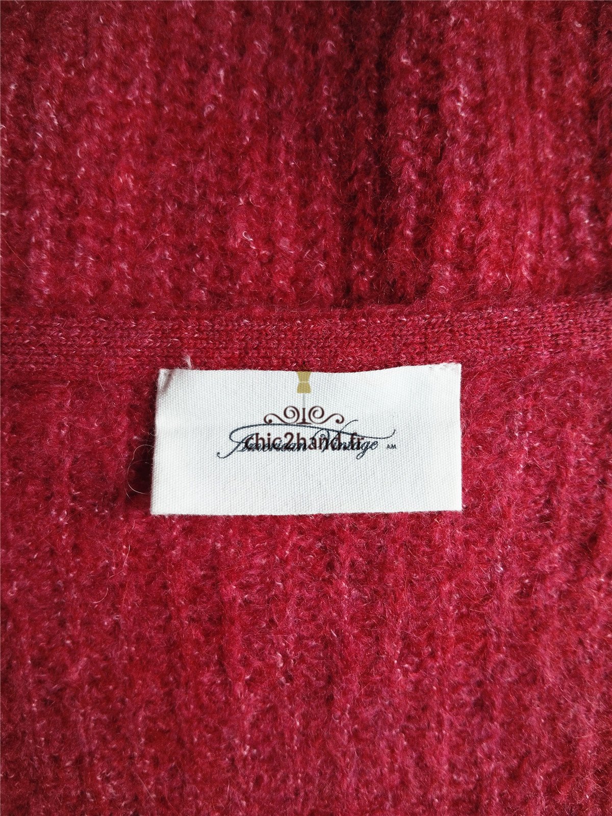 Pull oversize laine American Vintage east18G bordeaux vert jaune NEUF M L east – Image 4