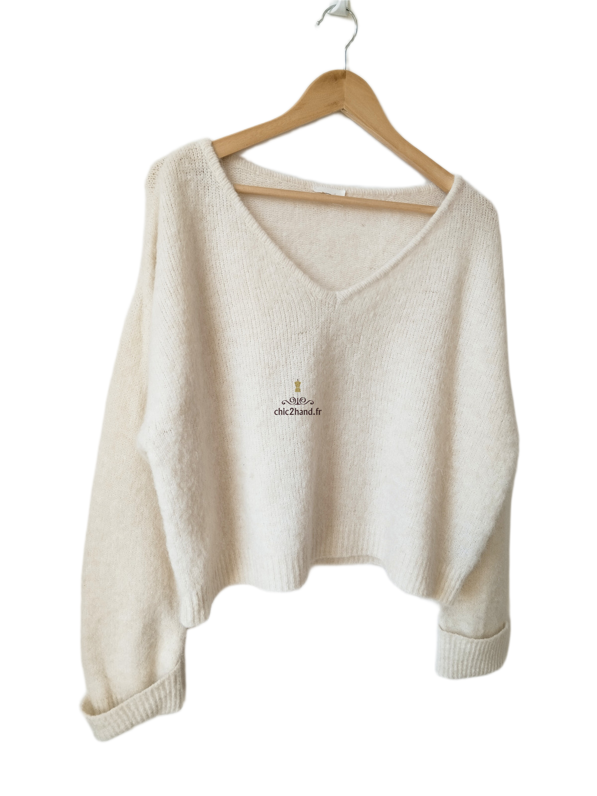 Pull oversize laine American Vintage east18HC east blanc M Neuf – Image 2