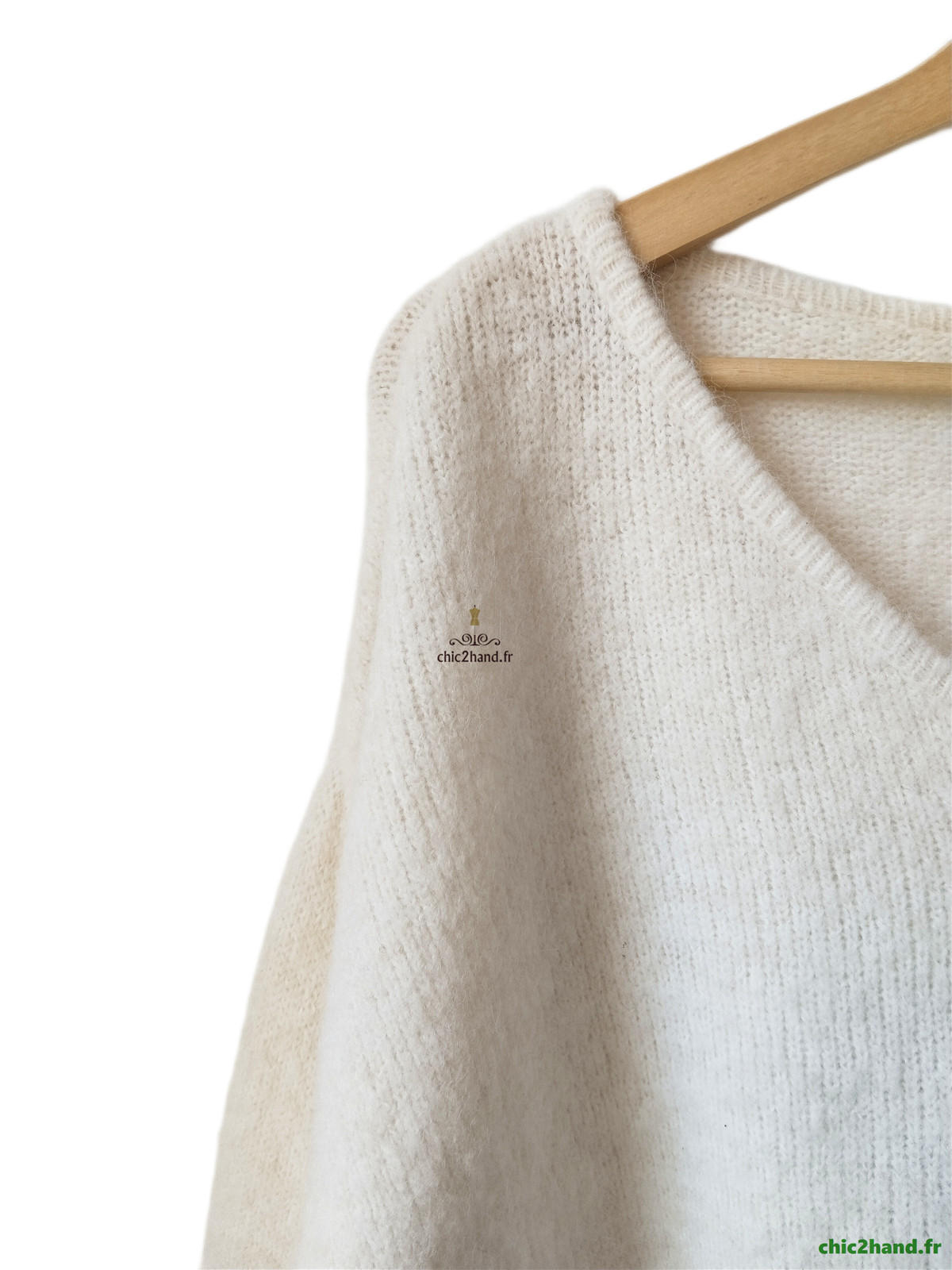 Pull oversize laine American Vintage east18HC east blanc M Neuf – Image 7