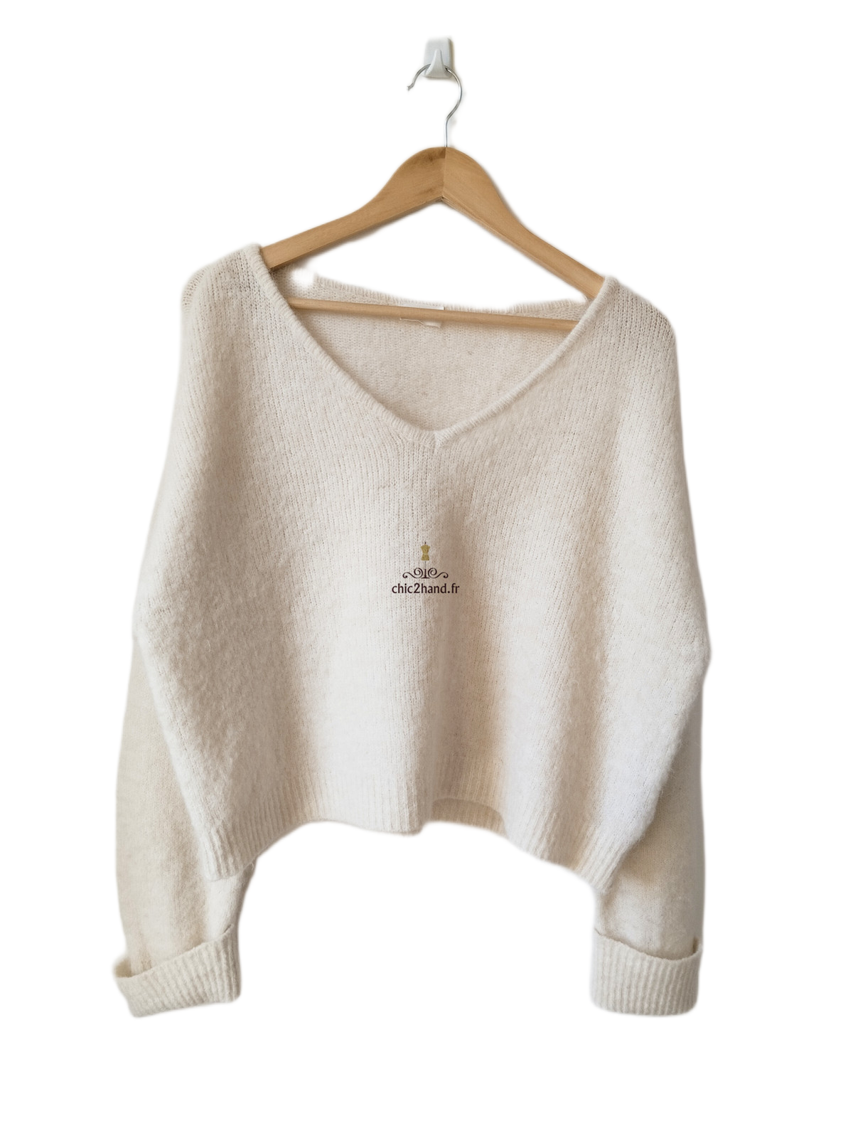 Pull oversize laine American Vintage east18HC east blanc M Neuf – Image 5
