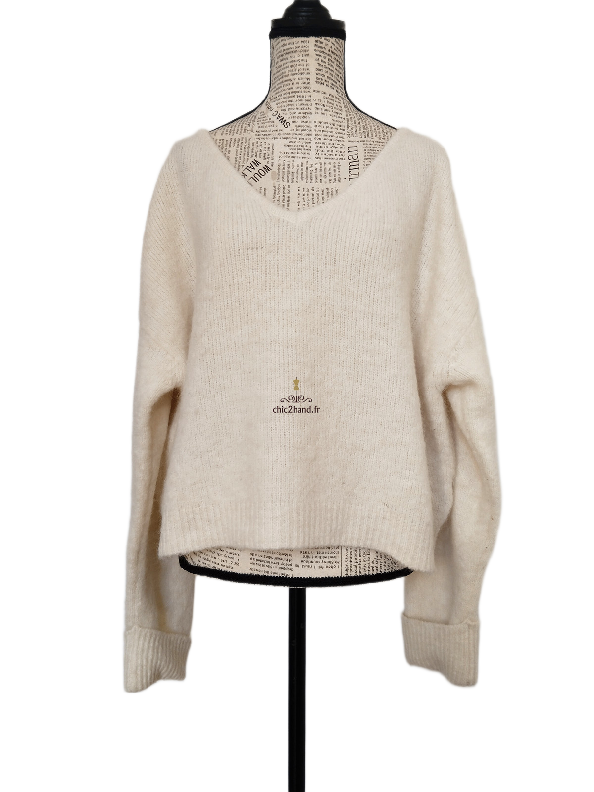 Pull oversize laine American Vintage east18HC east blanc M Neuf – Image 6