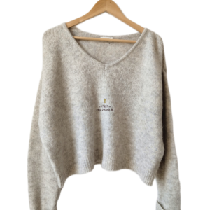 Pull oversize laine American Vintage east18H gris clair chiné NEUF S east