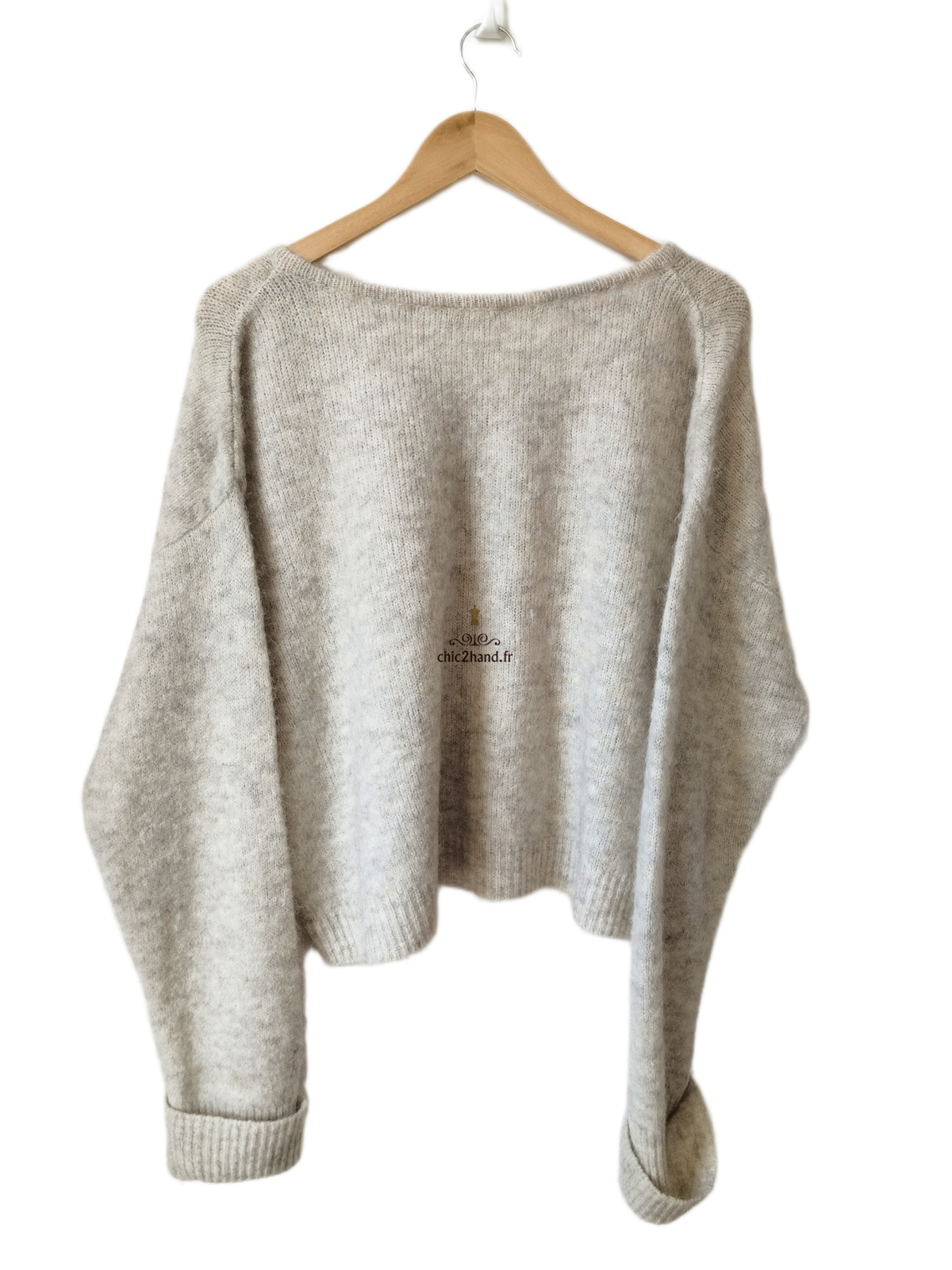 Pull oversize laine American Vintage east18H gris clair chiné NEUF S east – Image 6