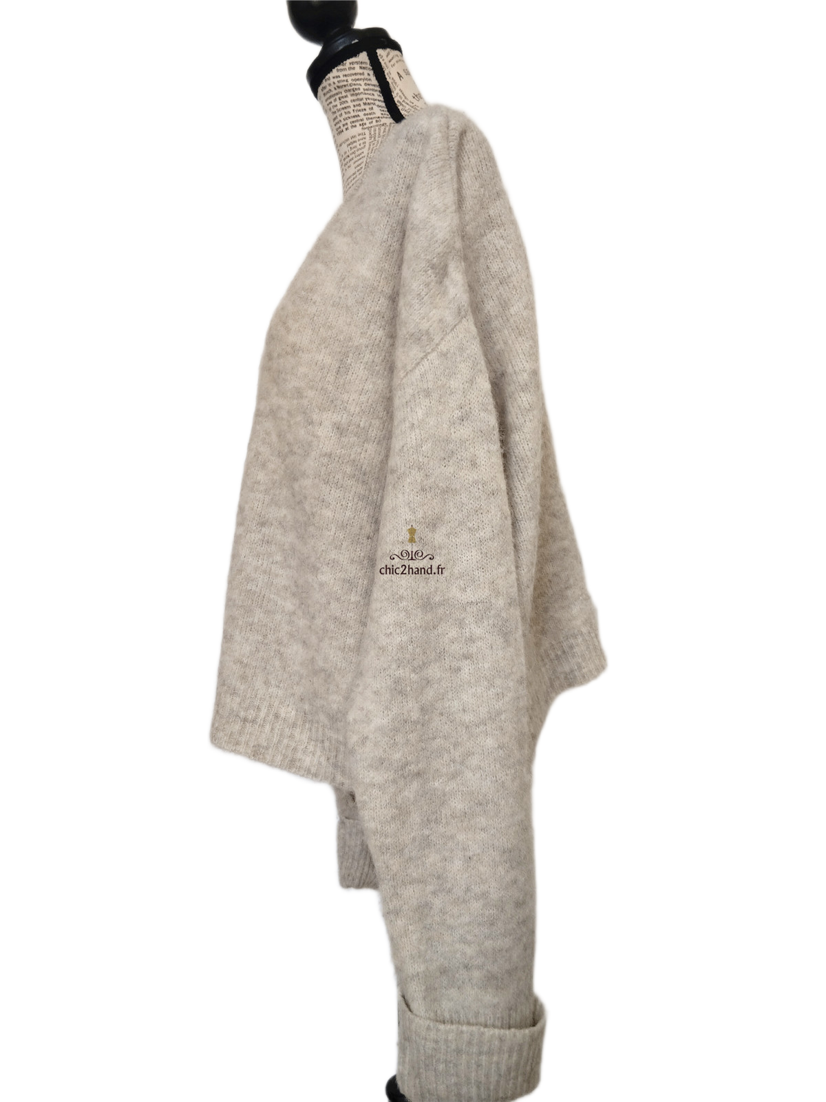 Pull oversize laine American Vintage east18H gris clair chiné NEUF S east – Image 8