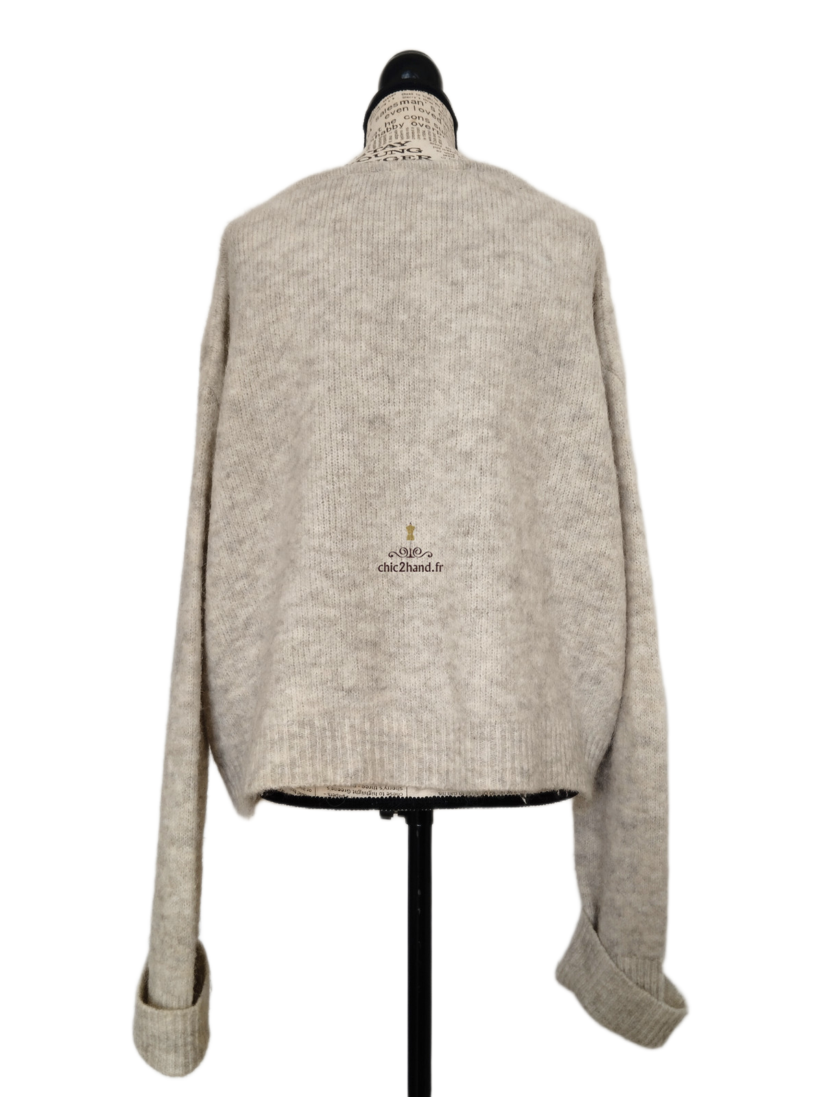 Pull oversize laine American Vintage east18H gris clair chiné NEUF S east – Image 9