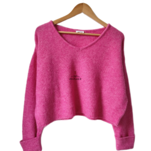 Pull oversize laine American Vintage east east18H rose S NEUF