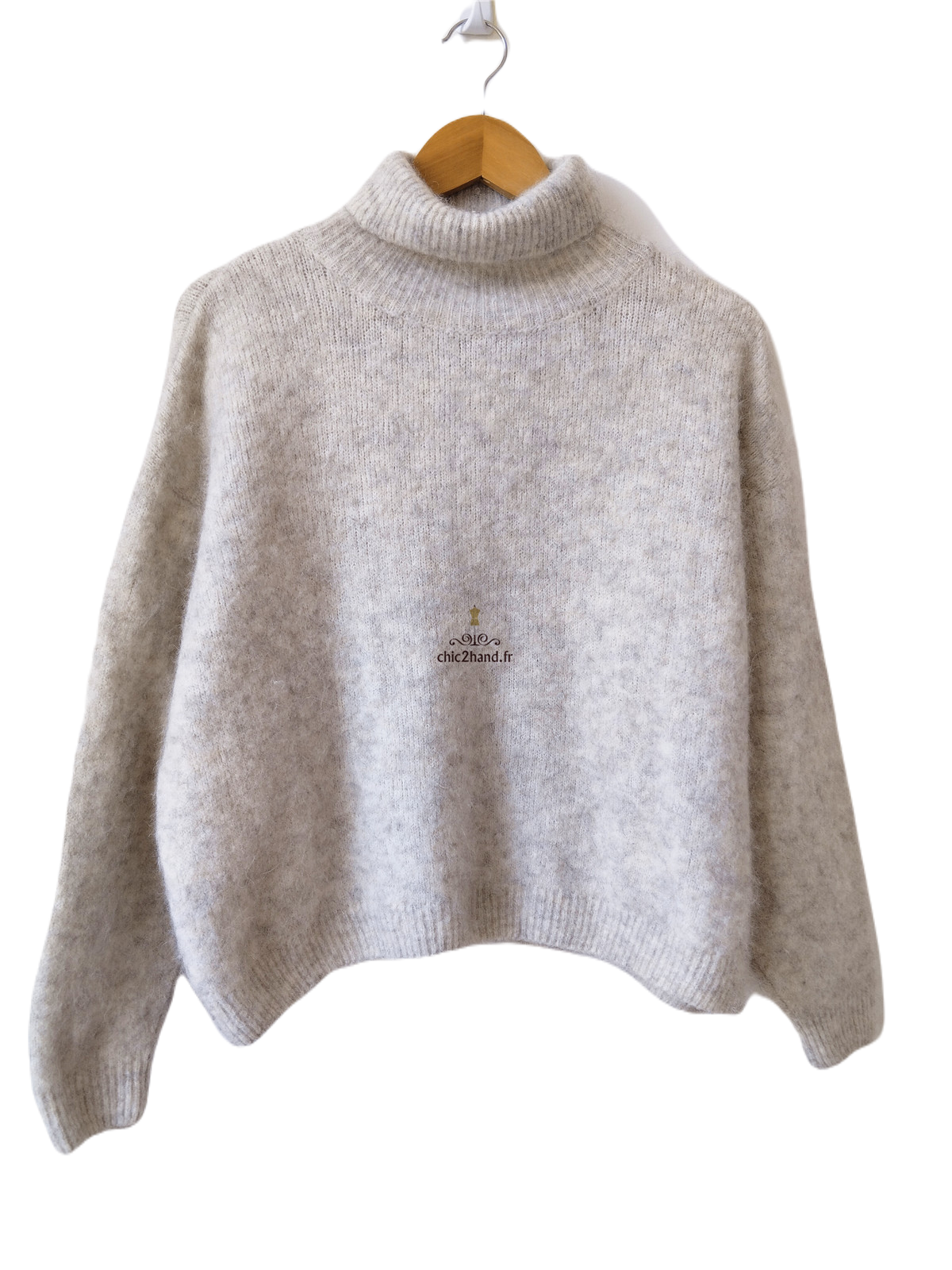Pull oversize laine American Vintage east18I M L east gris chiné NEUF