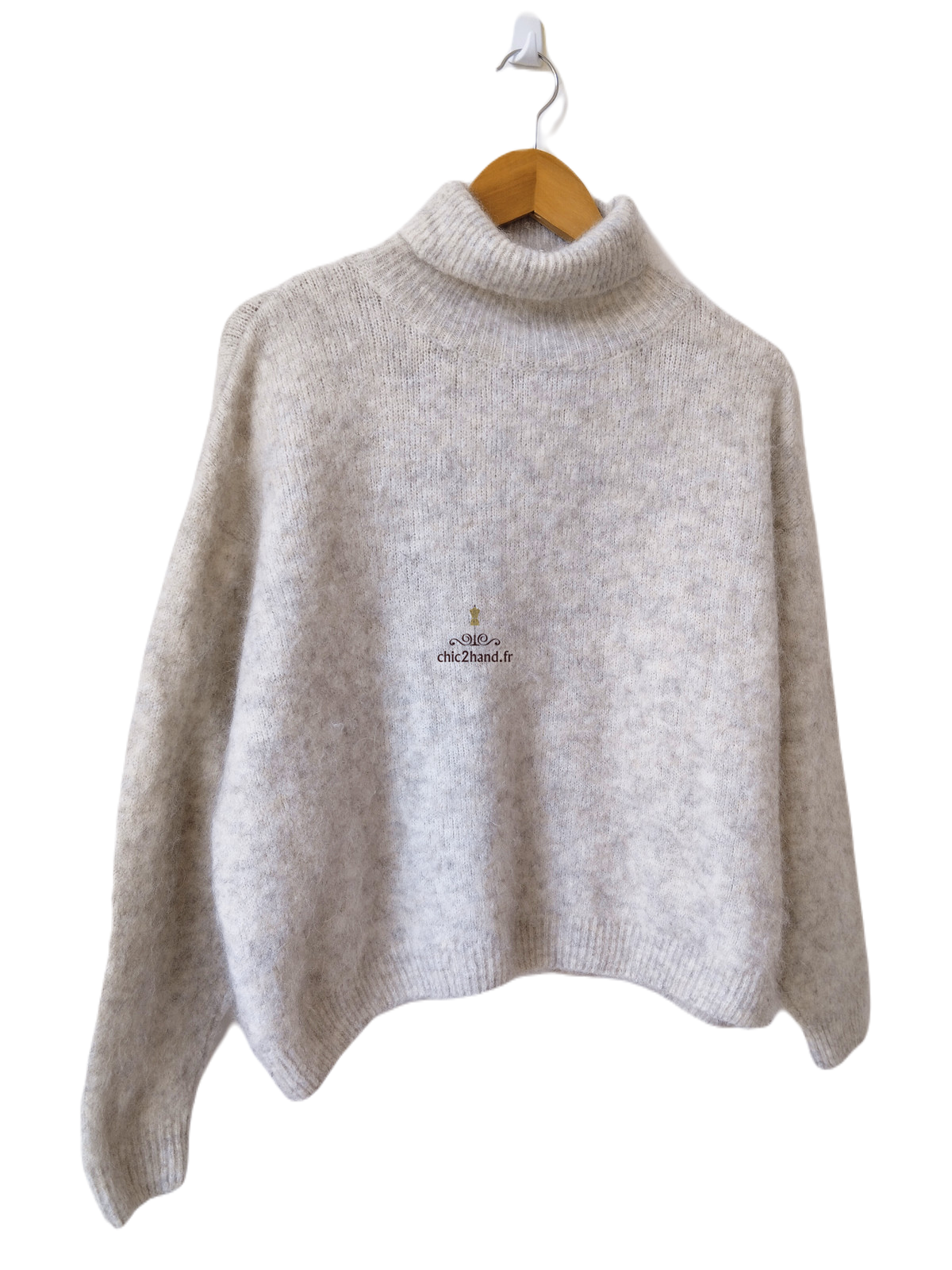 Pull oversize laine American Vintage east18I M L east gris chiné NEUF – Image 3