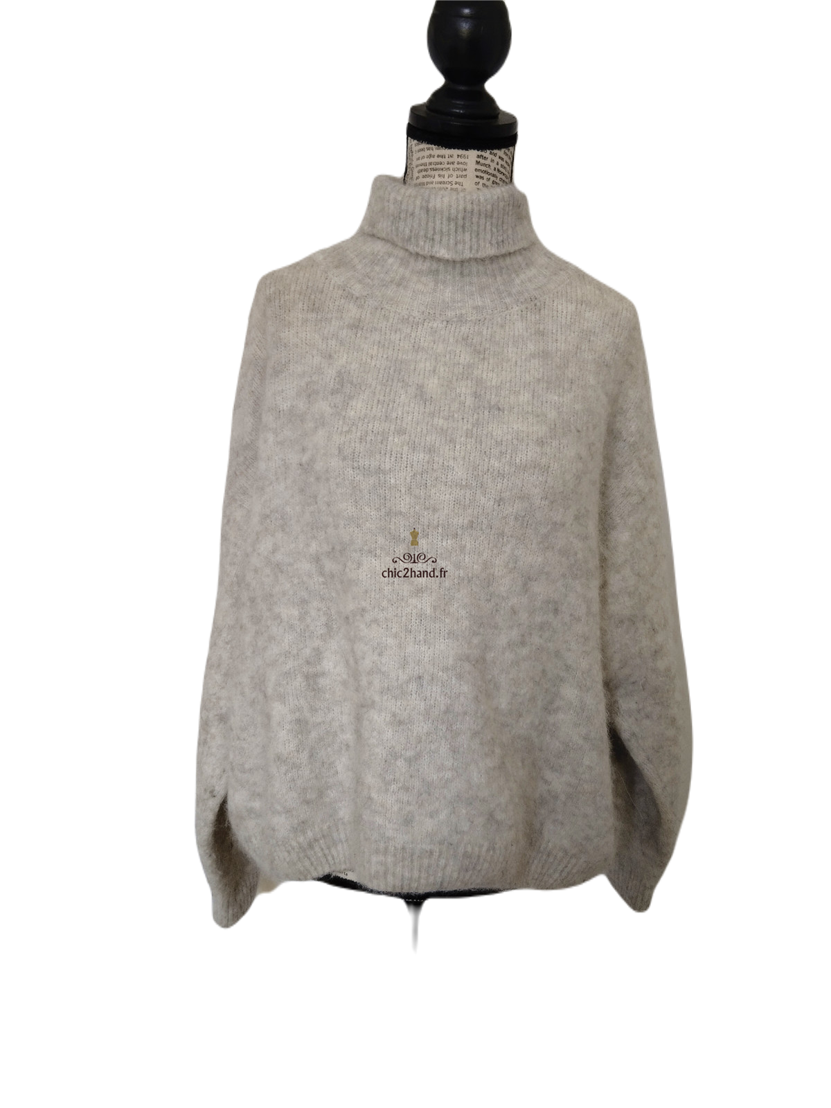 Pull oversize laine American Vintage east18I M L east gris chiné NEUF – Image 9