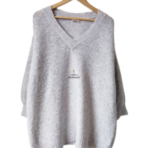 Pull tunique long laine alpaga American Vintage east18P east gris chiné TU NEUF