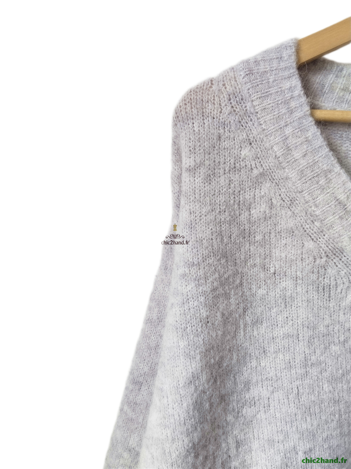 Pull tunique long laine alpaga American Vintage east18P east gris chiné TU NEUF – Image 4
