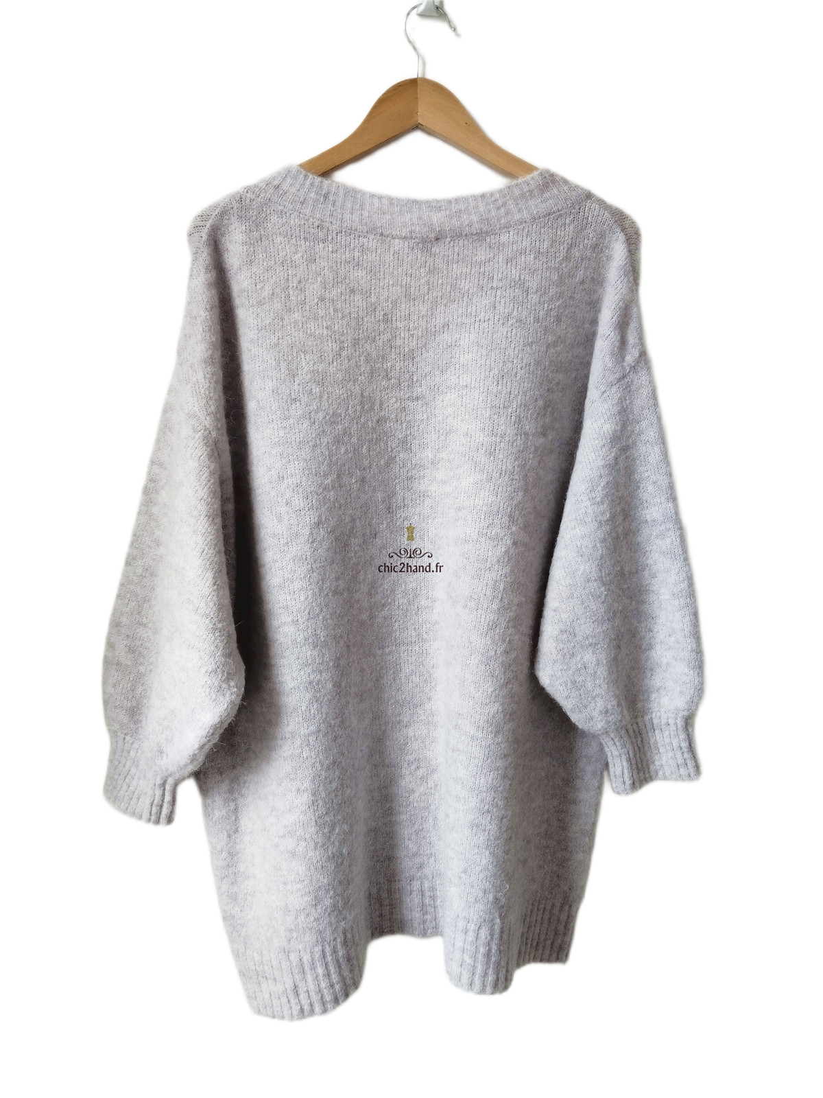 Pull tunique long laine alpaga American Vintage east18P east gris chiné TU NEUF – Image 6