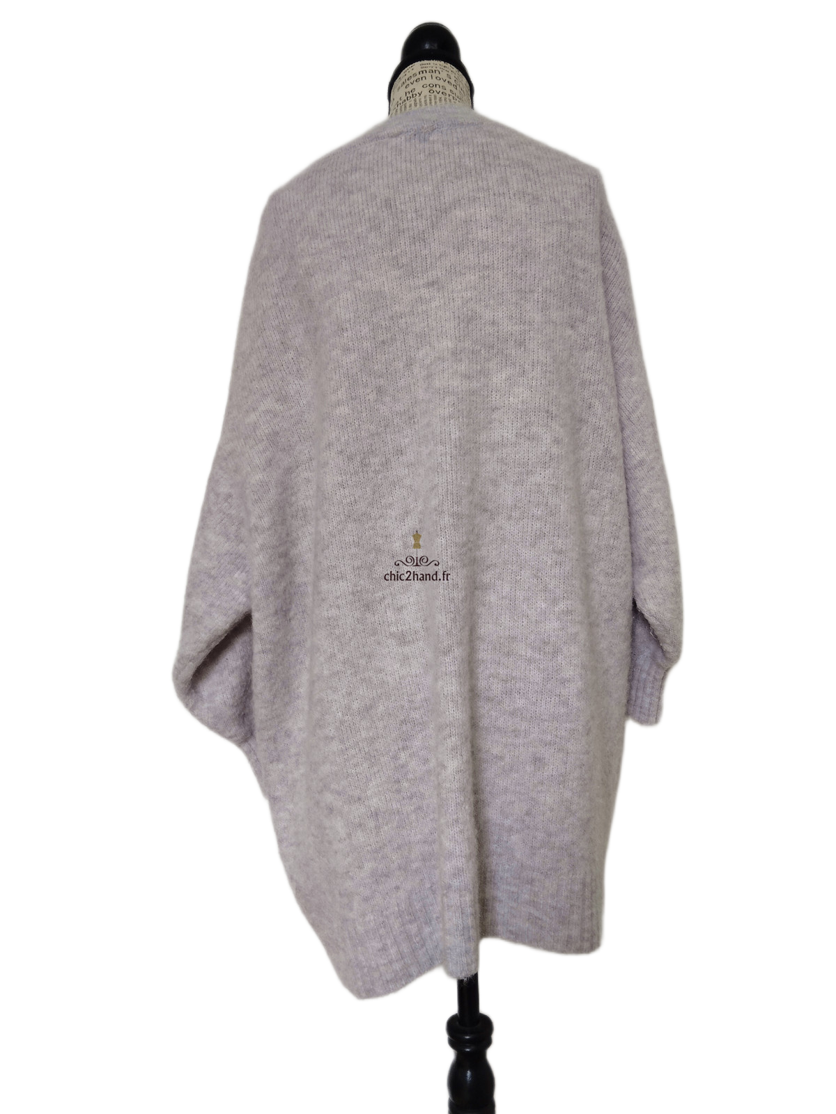 Pull tunique long laine alpaga American Vintage east18P east gris chiné TU NEUF – Image 7