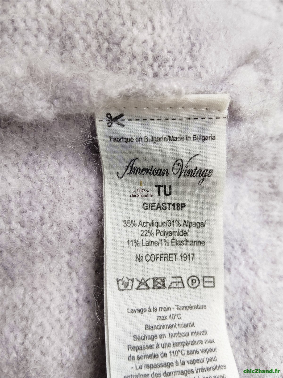 Pull tunique long laine alpaga American Vintage east18P east gris chiné TU NEUF – Image 10
