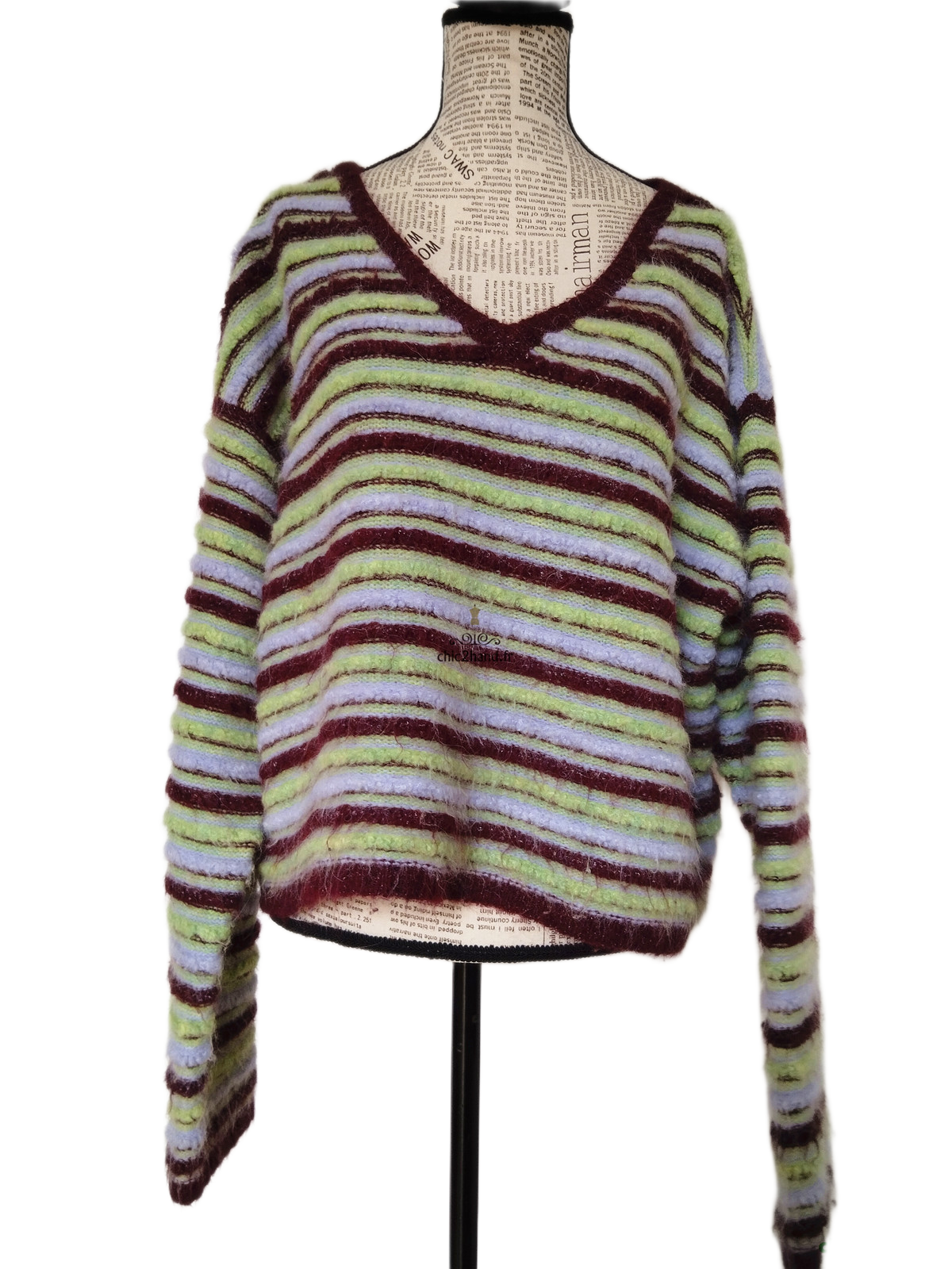 Pull oversize laine American Vintage east18R rayures multicolore NEUF M L east – Image 8