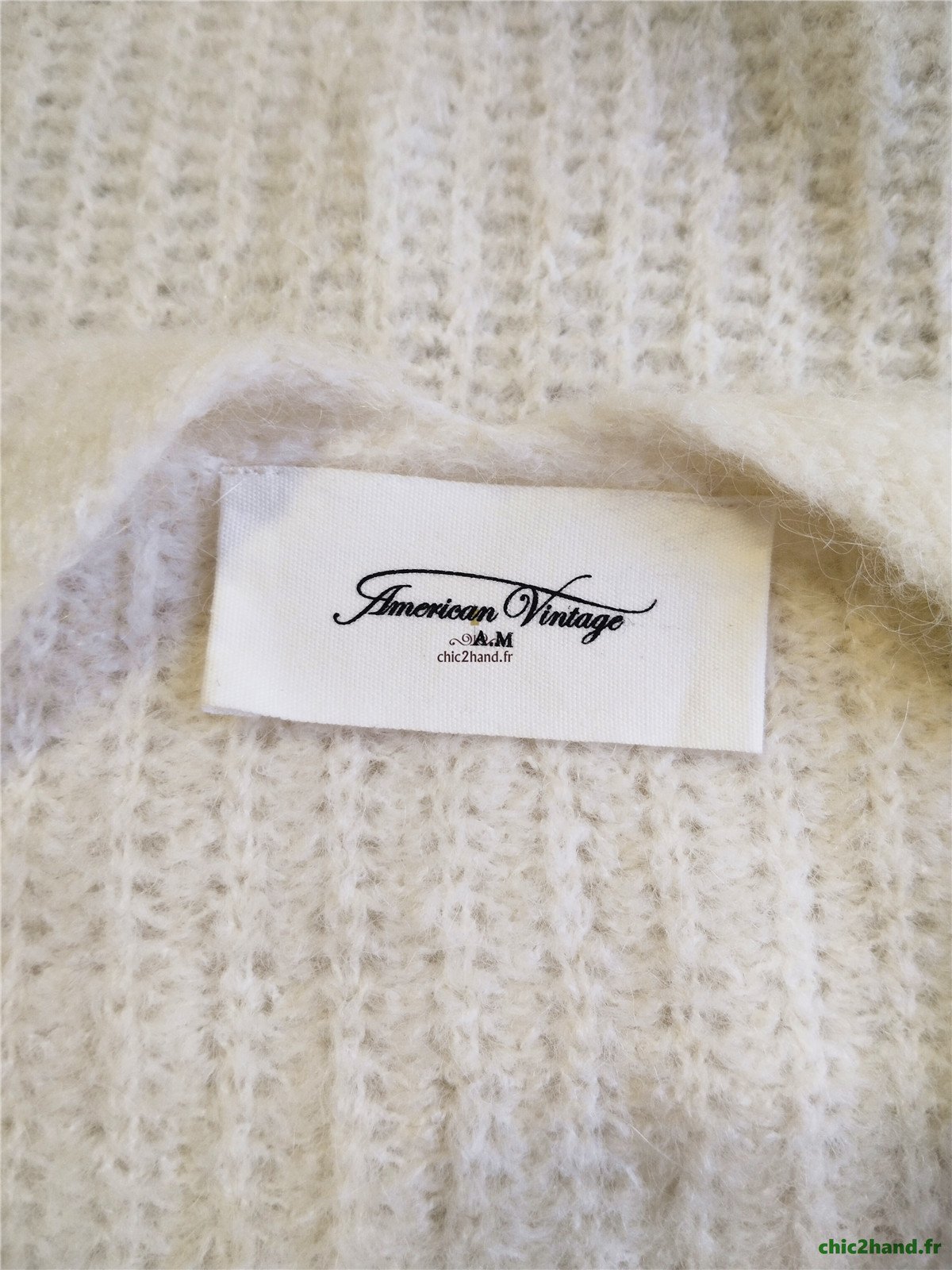 Gilet ouvert oversize laine alpaga American Vintage EAST19A blanc XS S east NEUF – Image 10