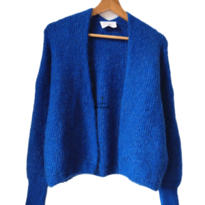 Gilet ouvert oversize laine alpaga American Vintage EAST19A bleu foncé XS S east NEUF