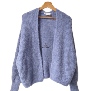 Gilet ouvert oversize laine alpaga American Vintage EAST19A bleu lilas XS S east Neuf