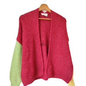 Gilet ouvert oversize laine alpaga American Vintage EAST19A bordeaux jaune vert M L east Neuf
