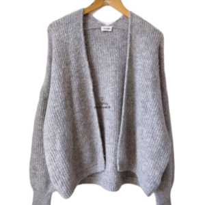 Gilet ouvert oversize laine alpaga American Vintage EAST19A gris clair M L east TBE