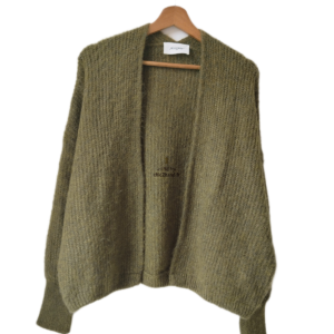 Gilet ouvert oversize laine alpaga American Vintage EAST19A vert kaki chiné XS S east Neuf