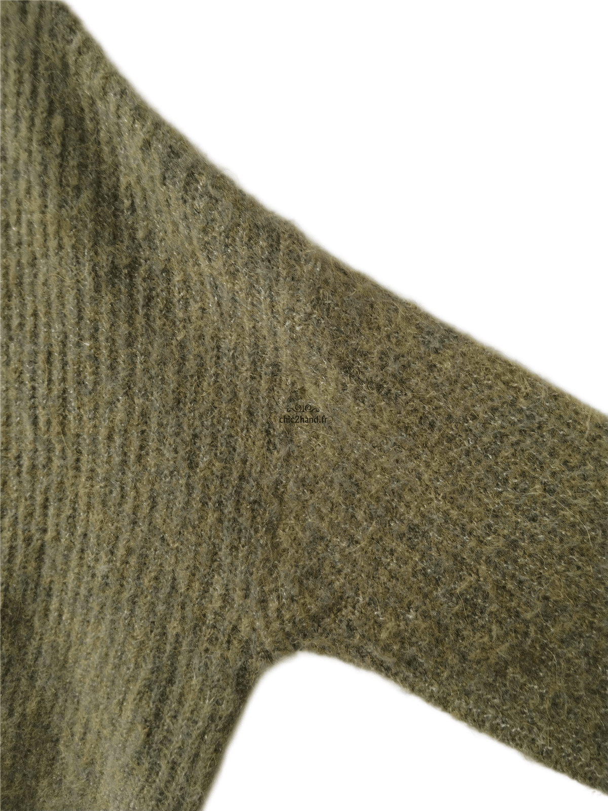 Gilet ouvert oversize laine alpaga American Vintage EAST19A vert kaki chiné XS S east Neuf – Image 5