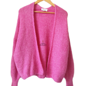 Gilet ouvert oversize laine alpaga American Vintage EAST19A rose fuchsia  XS S east Neuf
