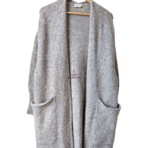 Gilet ouvert oversize laine alpaga American Vintage EAST19B east gris clair chiné TU NEUF