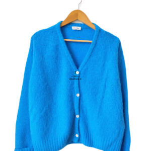 Gilet boutonné oversize laine alpaga American Vintage EAST19G bleu M east TBE