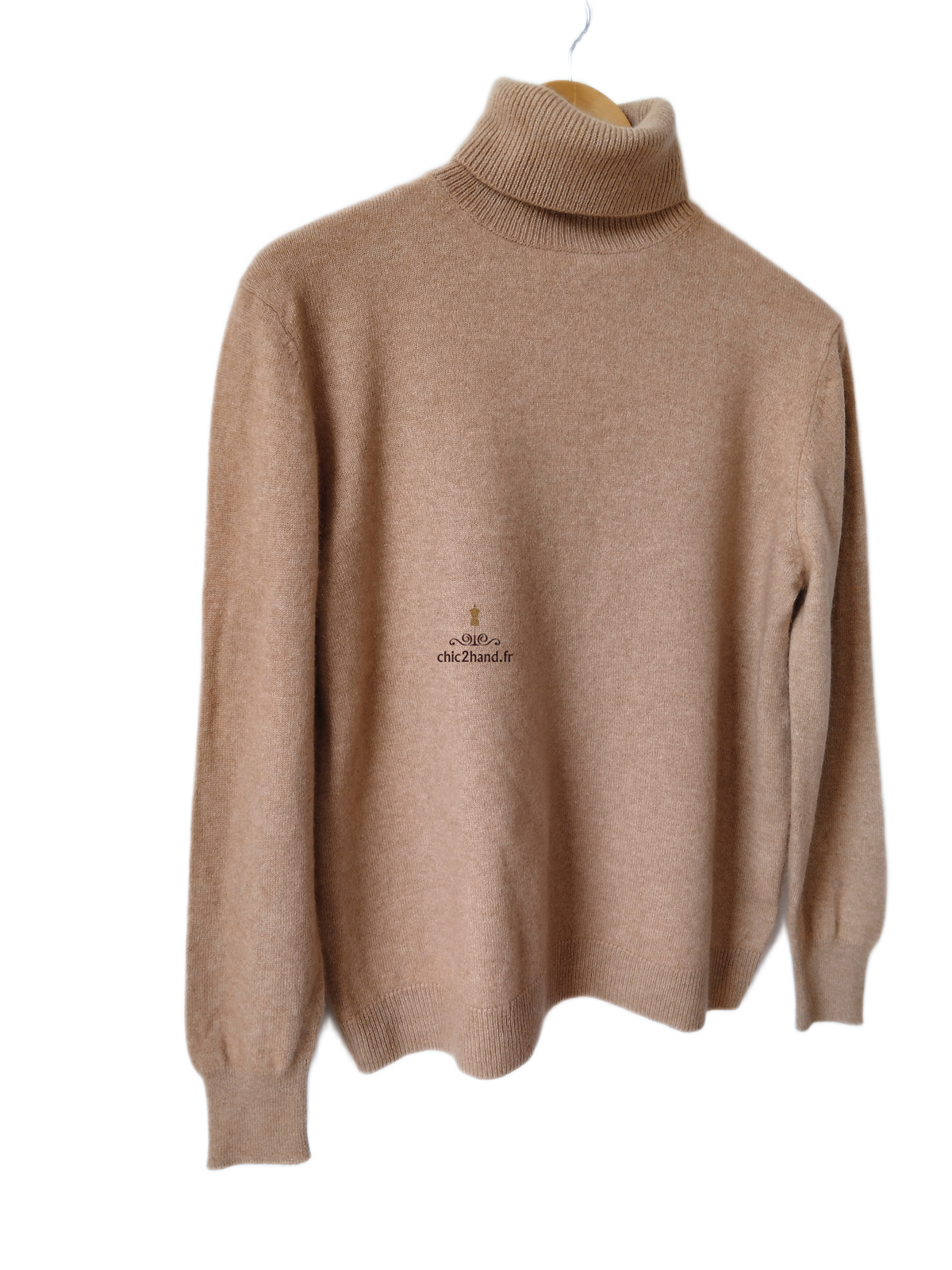 Pull col roulé 100% pur cachemire El Corte Ingles camel M NEUF – Image 3