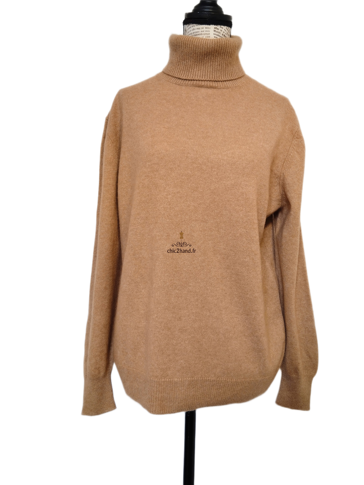Pull col roulé 100% pur cachemire El Corte Ingles camel M NEUF – Image 10