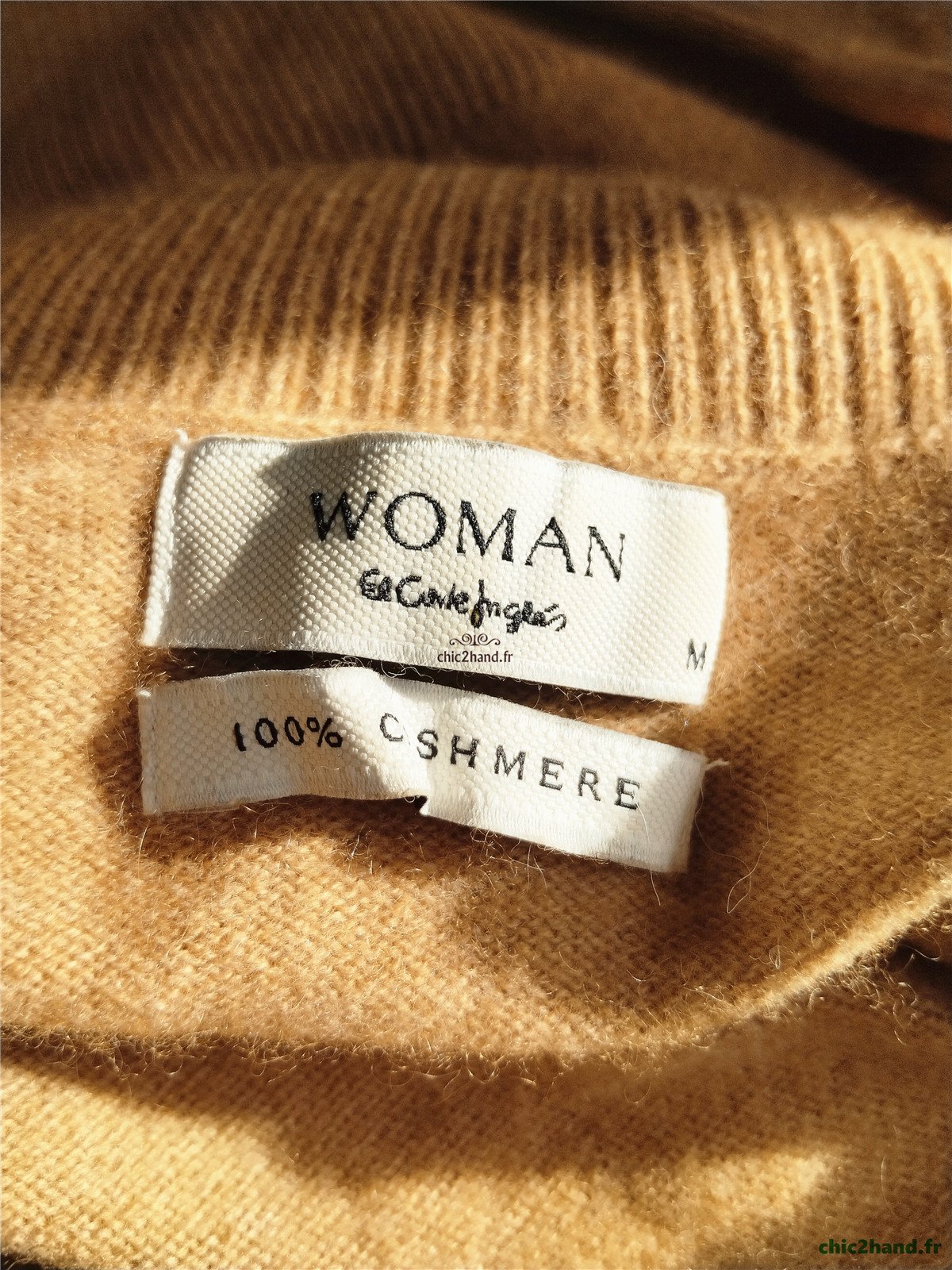 Pull col roulé 100% pur cachemire El Corte Ingles camel M NEUF – Image 12