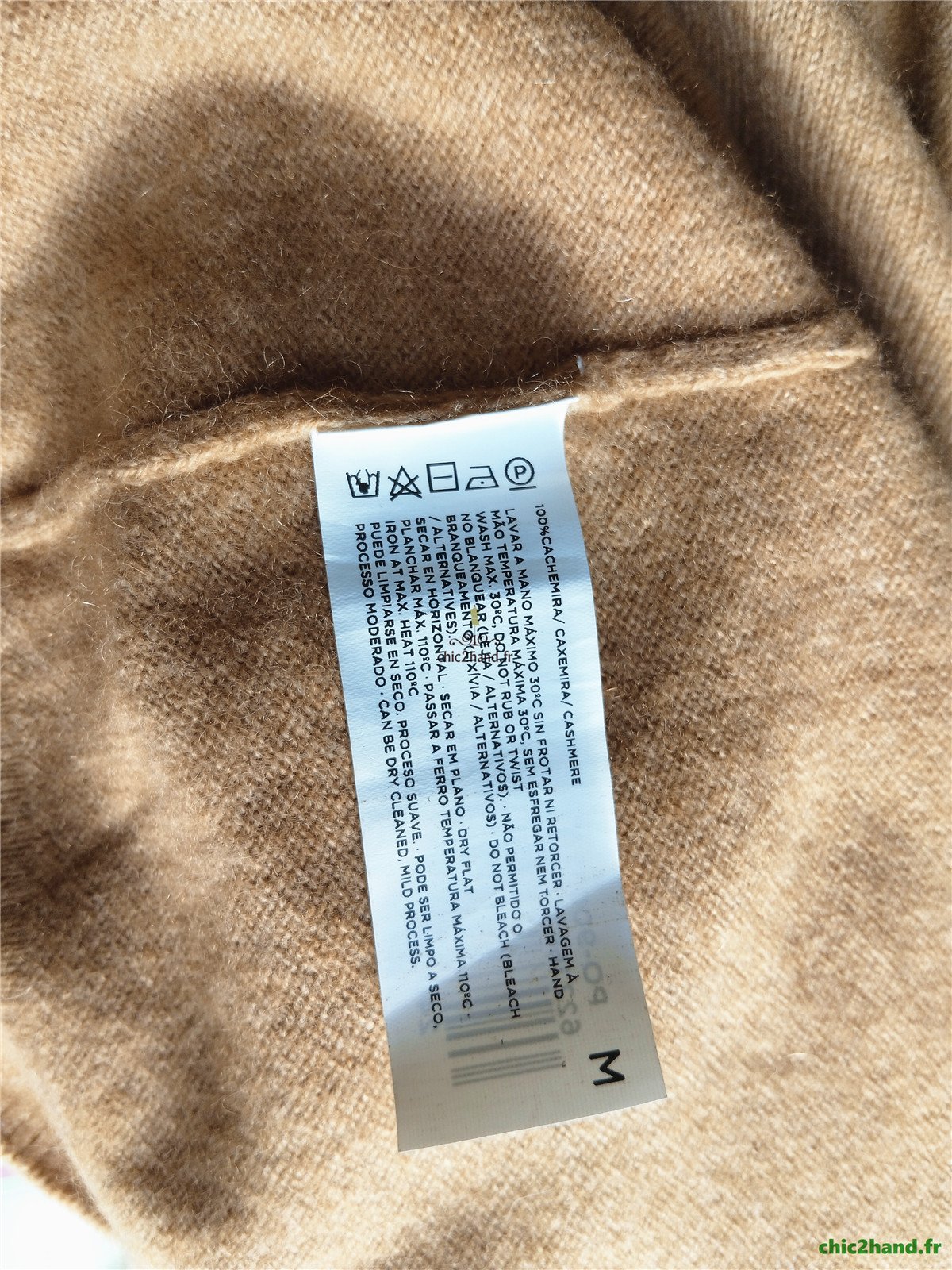 Pull col roulé 100% pur cachemire El Corte Ingles camel M NEUF – Image 11