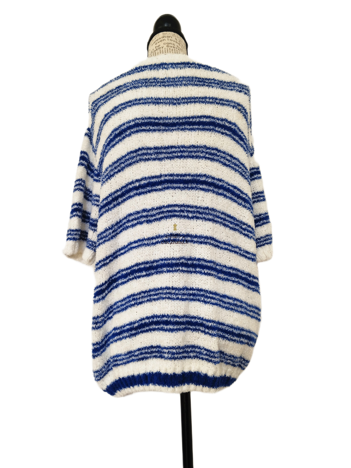 Pull oversize doudou coton American Vintage EMO18A blanc bleu L NEUF – Image 9