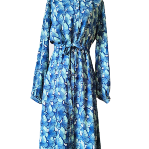 Robe longue avec doublure Fabienne Chapot Fr36 bleu vert fleuri papillon NEUF