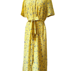 Robe longue 100% pure soie Comptoir des Cotonniers jaune et fleuri S flashback