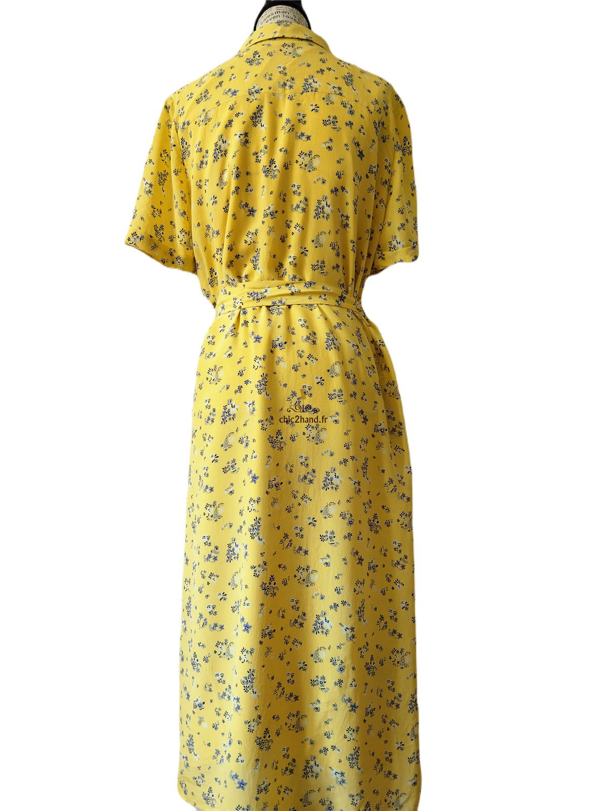 Robe longue 100% pure soie Comptoir des Cotonniers jaune et fleuri S flashback – Image 7