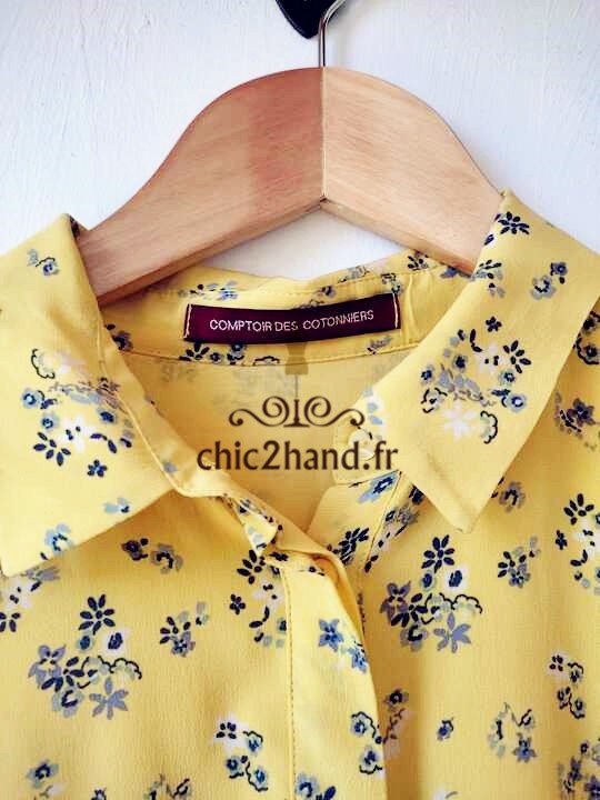 Robe longue 100% pure soie Comptoir des Cotonniers jaune et fleuri S flashback – Image 8