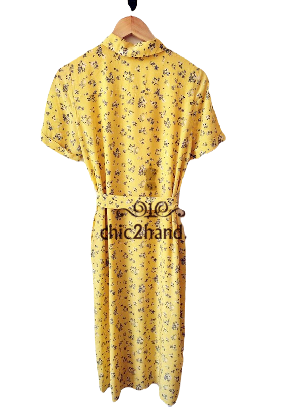 Robe longue 100% pure soie Comptoir des Cotonniers jaune et fleuri S flashback – Image 3