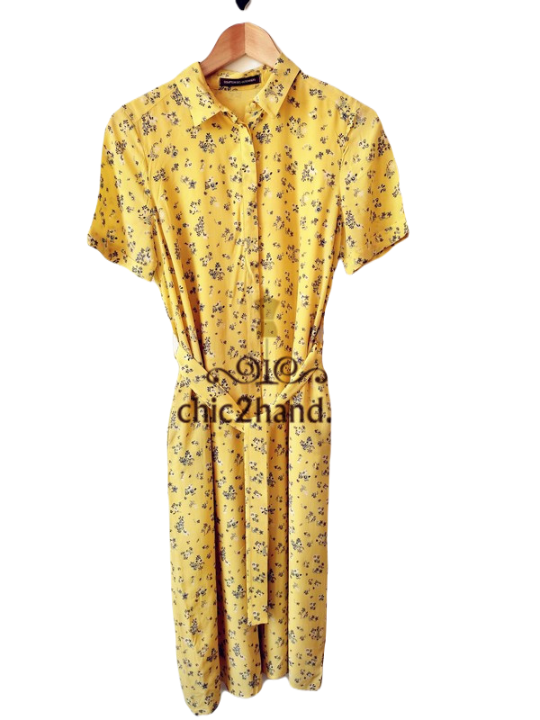 Robe longue 100% pure soie Comptoir des Cotonniers jaune et fleuri S flashback – Image 4