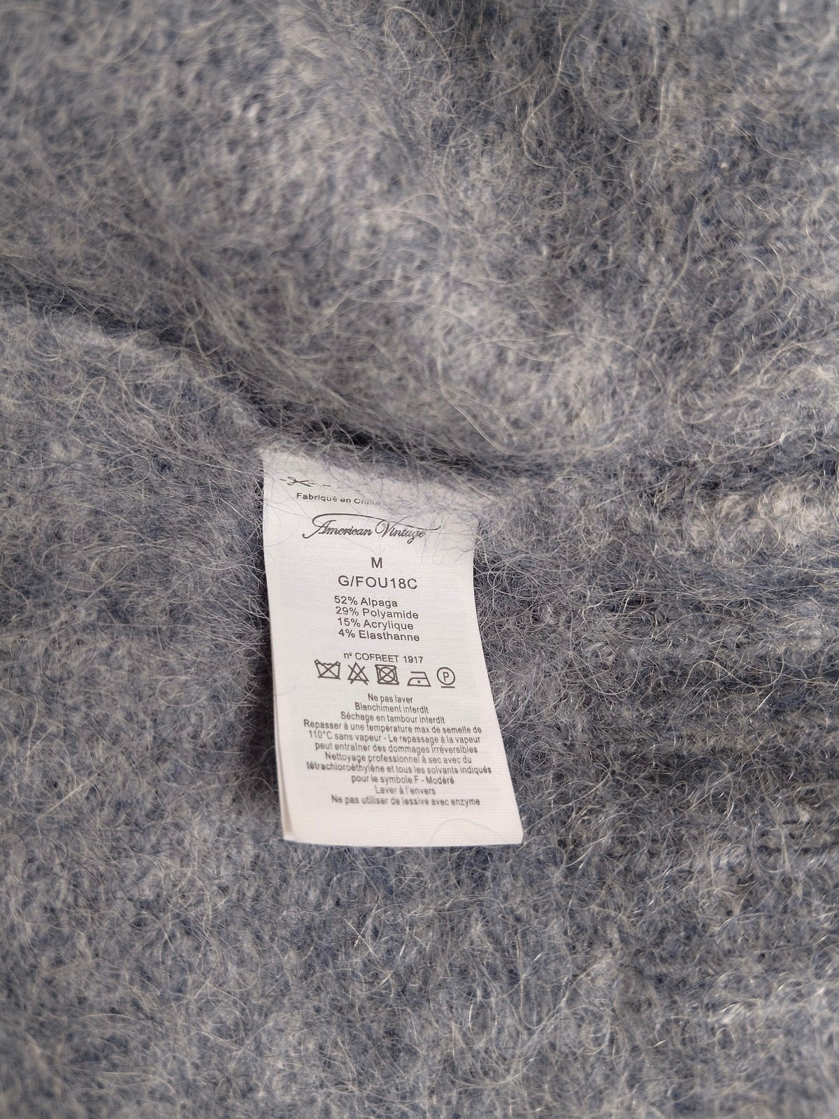 Pull oversize 52% alpaga American Vintage fou18C foubay gris M NEUF – Image 11