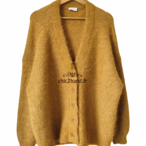 Gilet cardigan oversize 52% alpaga American Vintage fou19A foubay camel XS S NEUF