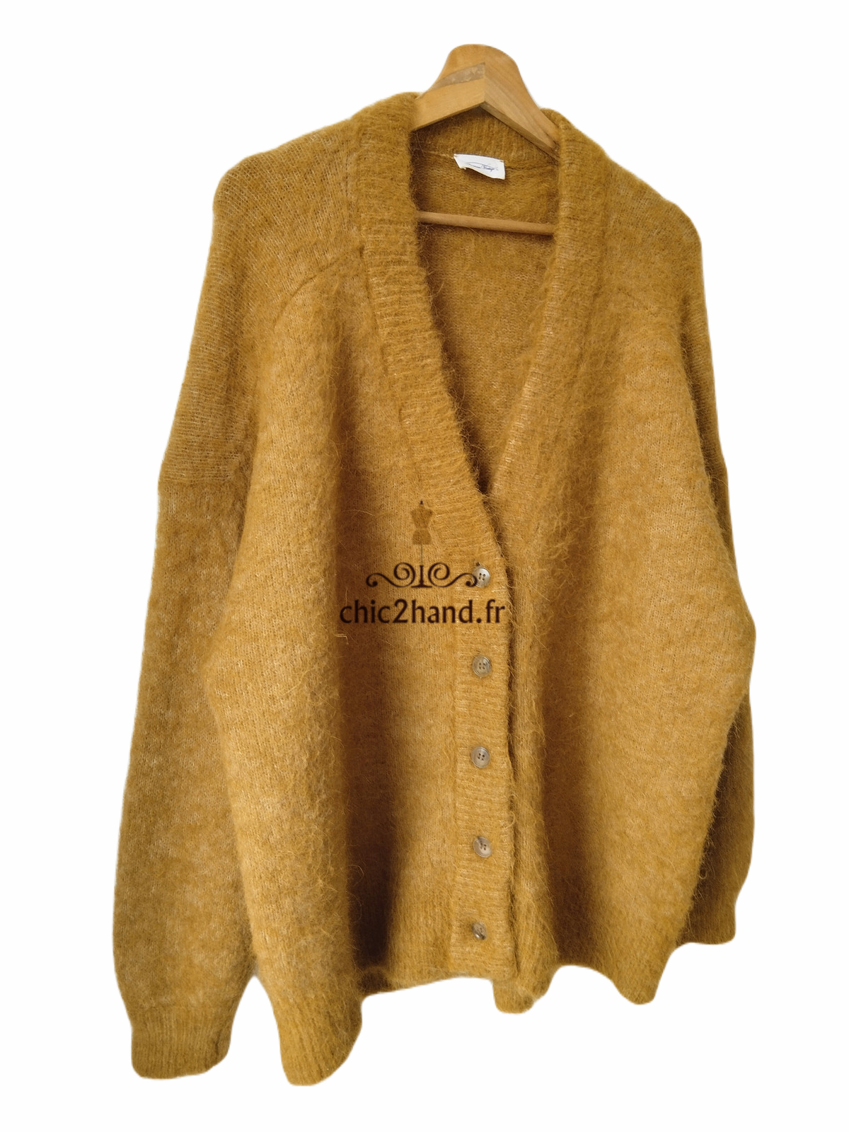 Gilet cardigan oversize 52% alpaga American Vintage fou19A foubay camel XS S NEUF – Image 5