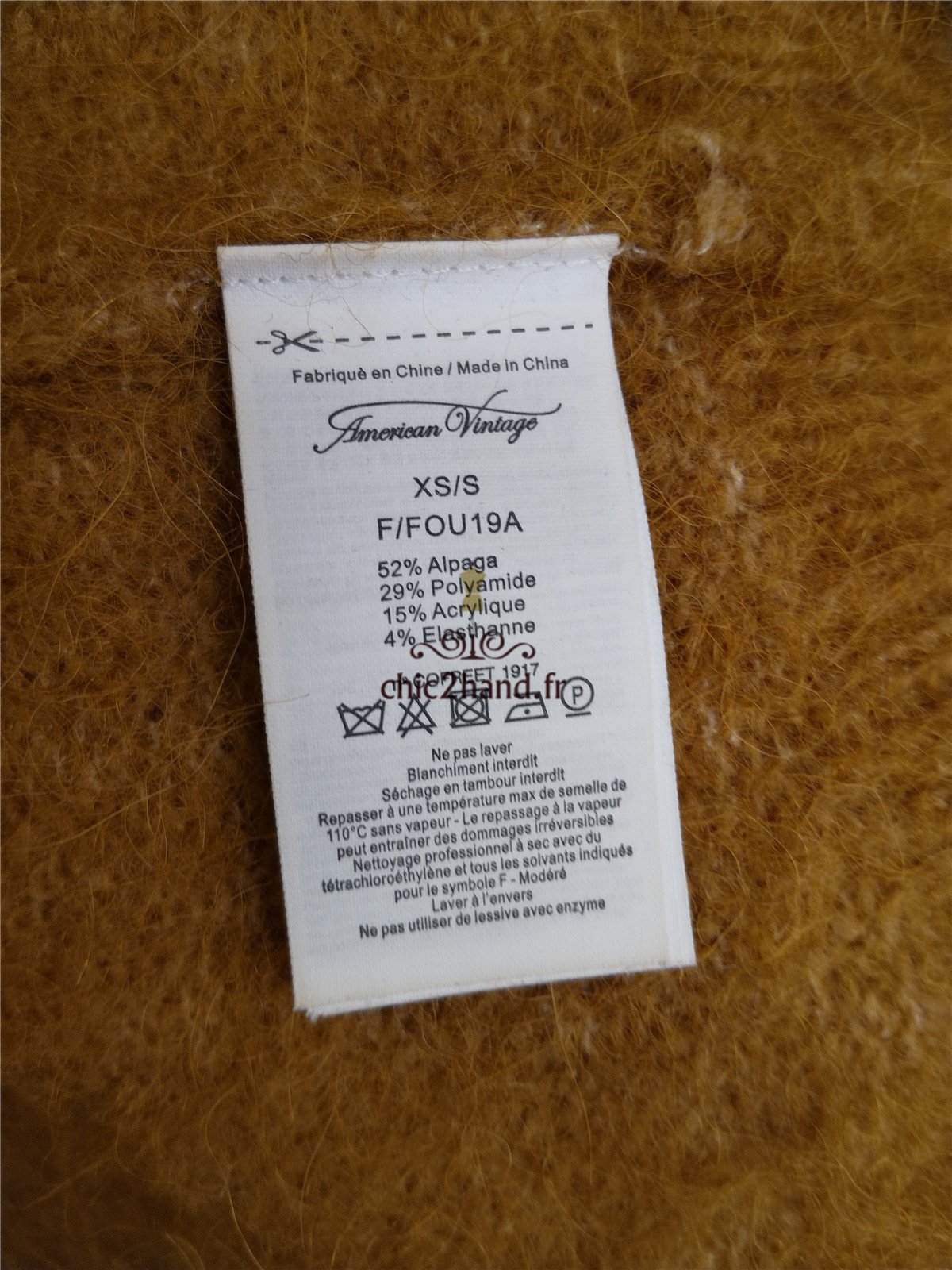 Gilet cardigan oversize 52% alpaga American Vintage fou19A foubay camel XS S NEUF – Image 9