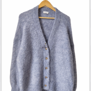 Gilet cardigan oversize 52% alpaga American Vintage fou19A foubay gris M L NEUF