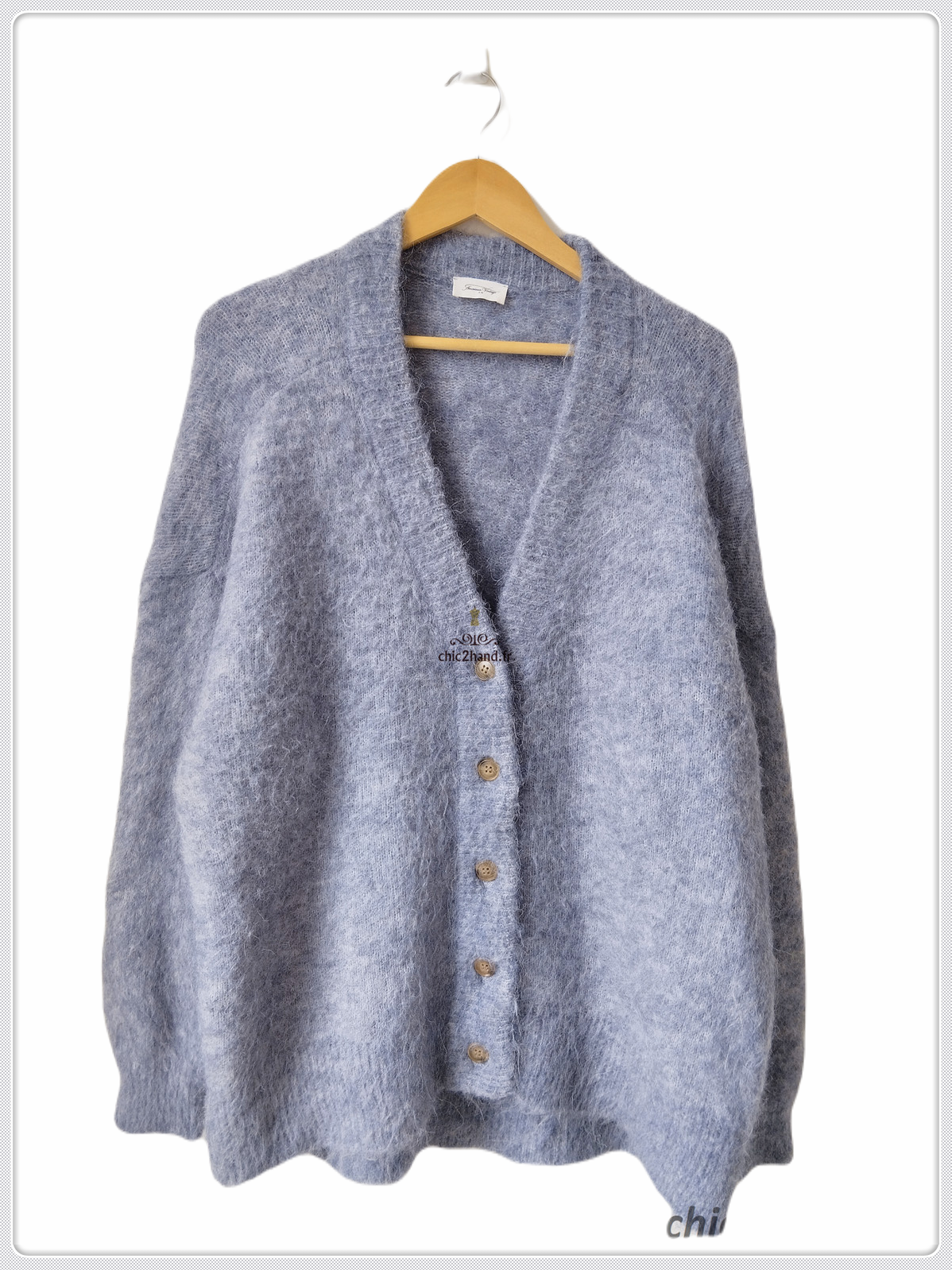 Gilet cardigan oversize 52% alpaga American Vintage fou19A foubay gris M L NEUF