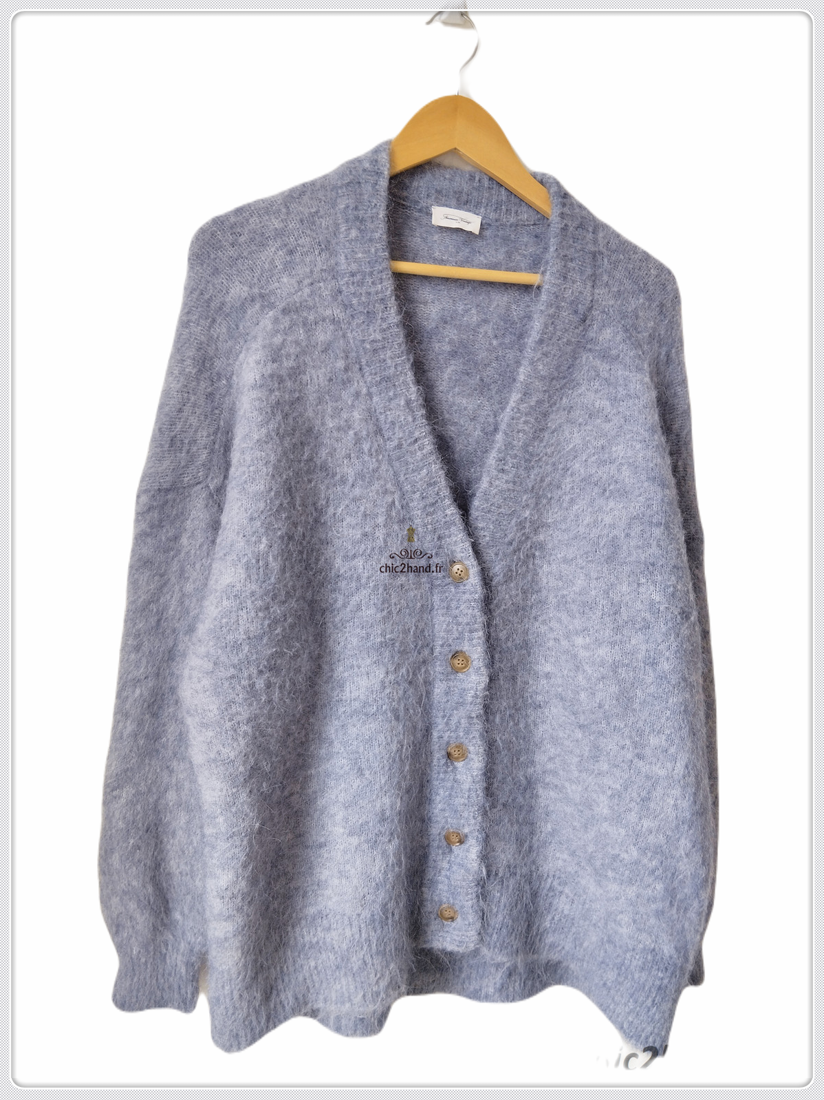 Gilet cardigan oversize 52% alpaga American Vintage fou19A foubay gris M L NEUF – Image 4