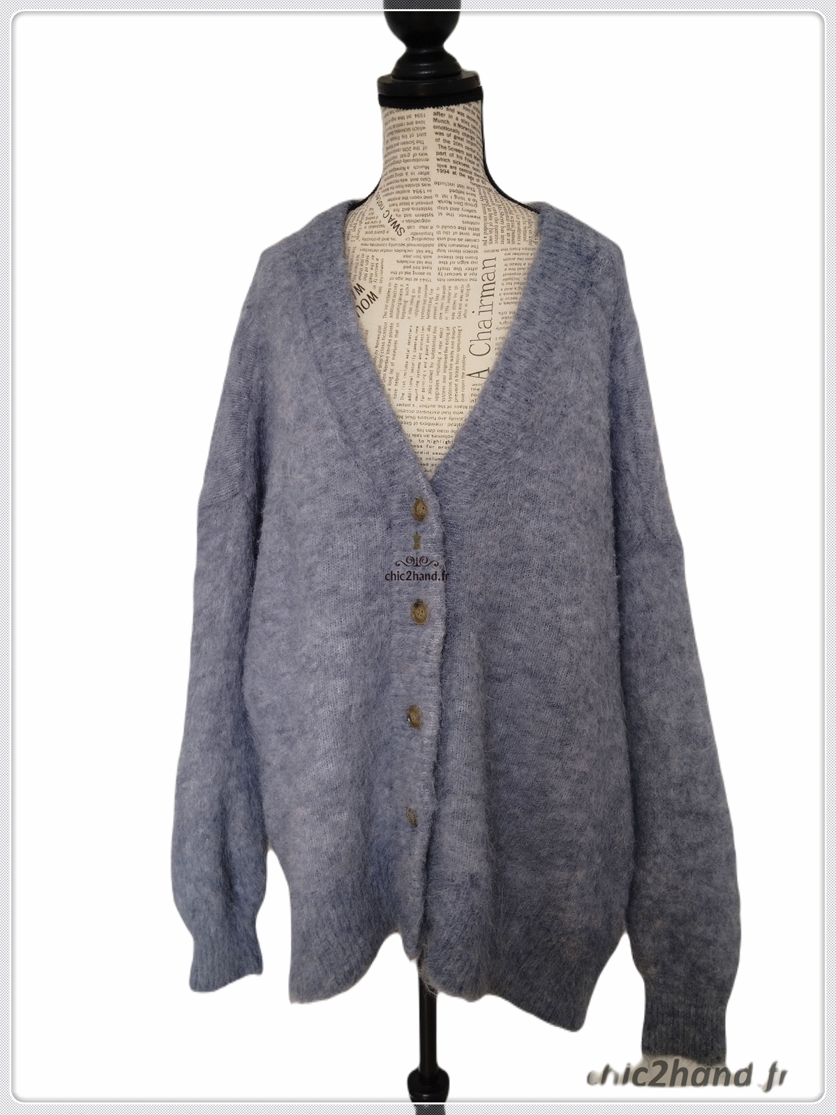 Gilet cardigan oversize 52% alpaga American Vintage fou19A foubay gris M L NEUF – Image 9